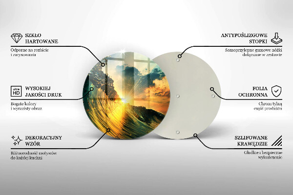 Skleněná deska do kuchyně Vlna a západ slunce