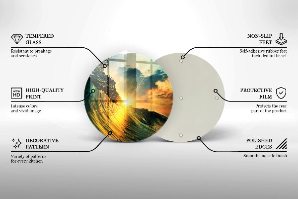 Skleněná deska do kuchyně Vlna a západ slunce