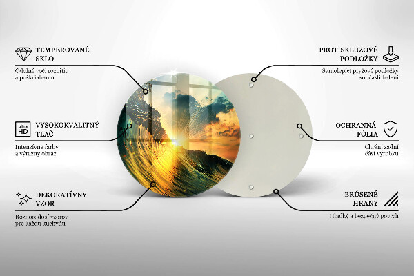 Skleněná deska do kuchyně Vlna a západ slunce