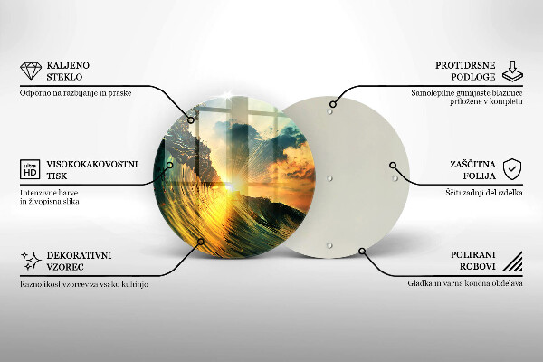 Skleněná deska do kuchyně Vlna a západ slunce