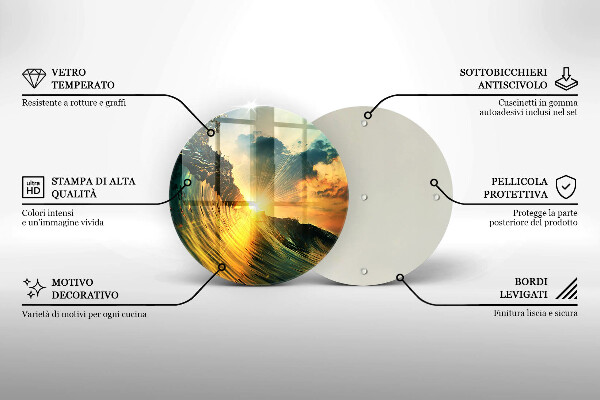 Skleněná deska do kuchyně Vlna a západ slunce