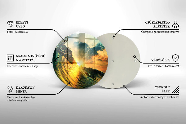 Skleněná deska do kuchyně Vlna a západ slunce