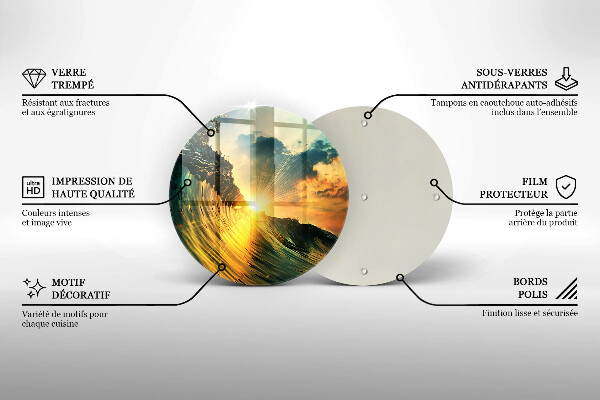 Skleněná deska do kuchyně Vlna a západ slunce