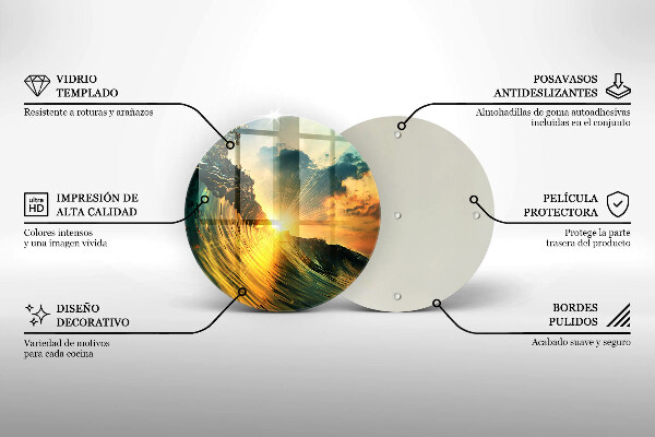 Skleněná deska do kuchyně Vlna a západ slunce