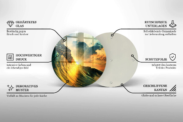 Skleněná deska do kuchyně Vlna a západ slunce