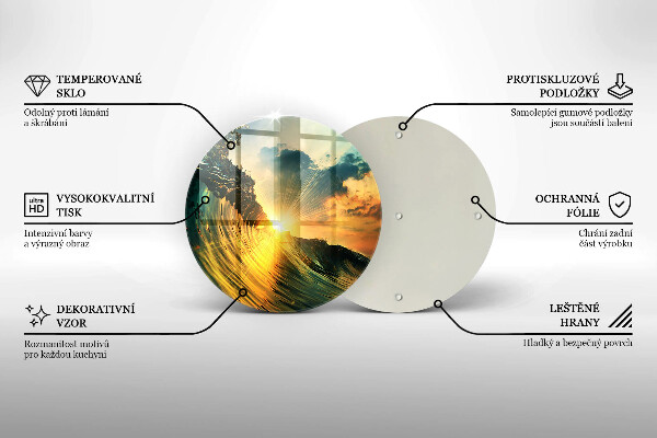 Skleněná deska do kuchyně Vlna a západ slunce