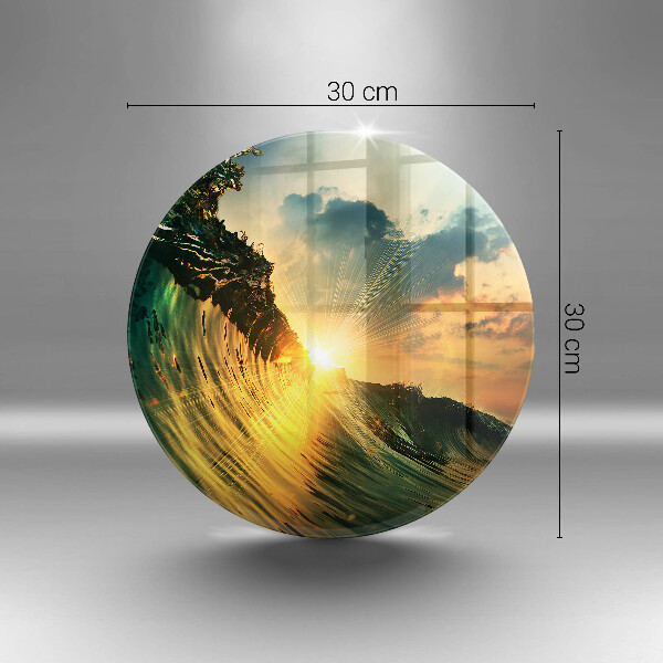 Skleněná deska do kuchyně Vlna a západ slunce