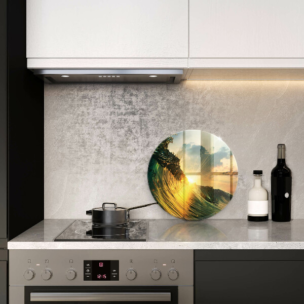 Skleněná deska do kuchyně Vlna a západ slunce