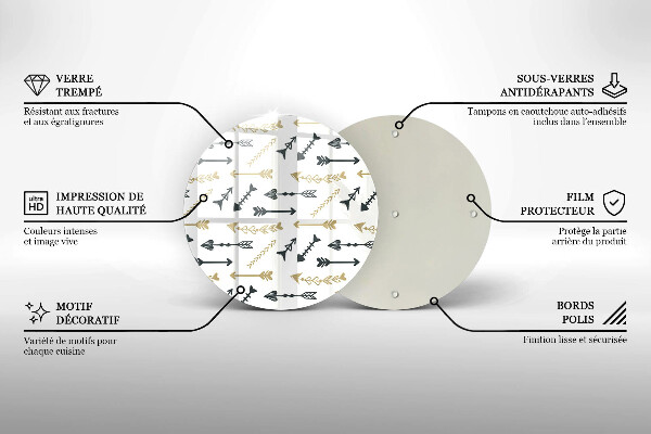 Skleněná deska do kuchyně Vzor boho šipky