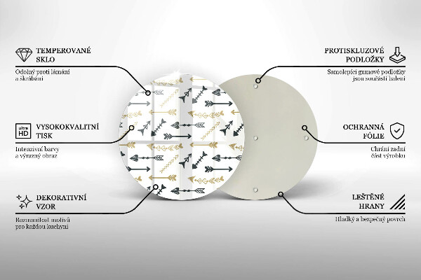 Skleněná deska do kuchyně Vzor boho šipky