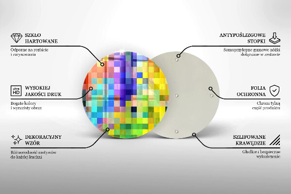 Skleněná deska do kuchyně Barevné pixelové čtverce