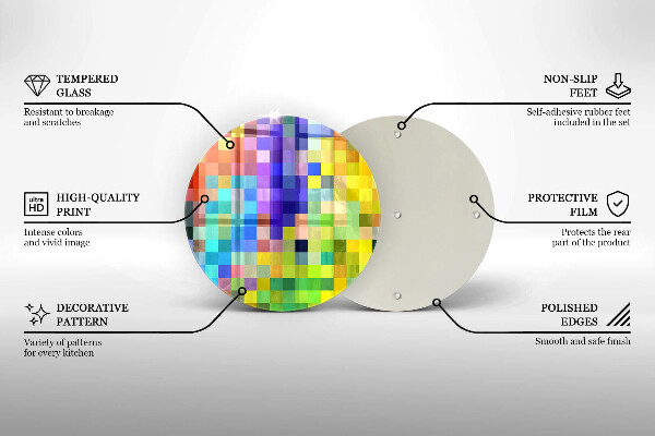 Skleněná deska do kuchyně Barevné pixelové čtverce