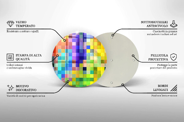 Skleněná deska do kuchyně Barevné pixelové čtverce