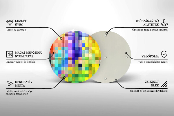 Skleněná deska do kuchyně Barevné pixelové čtverce