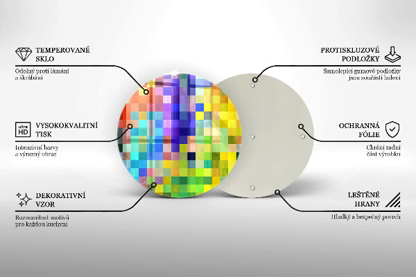 Skleněná deska do kuchyně Barevné pixelové čtverce