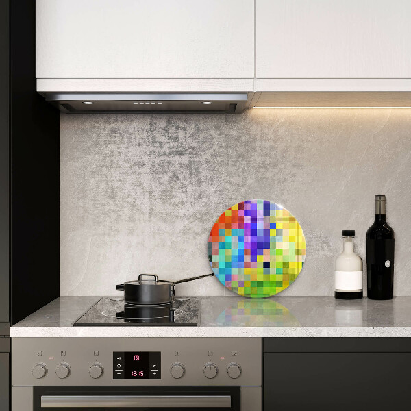 Skleněná deska do kuchyně Barevné pixelové čtverce