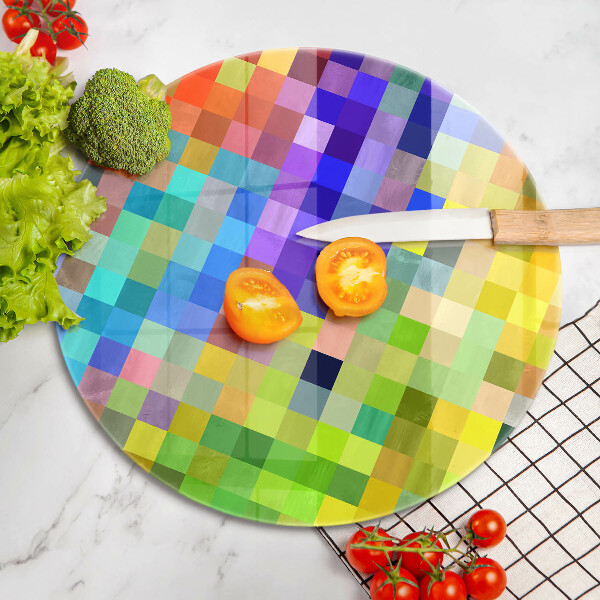 Skleněná deska do kuchyně Barevné pixelové čtverce