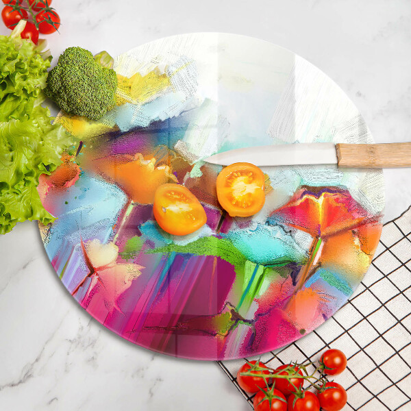 Skleněná deska do kuchyně Malované květiny