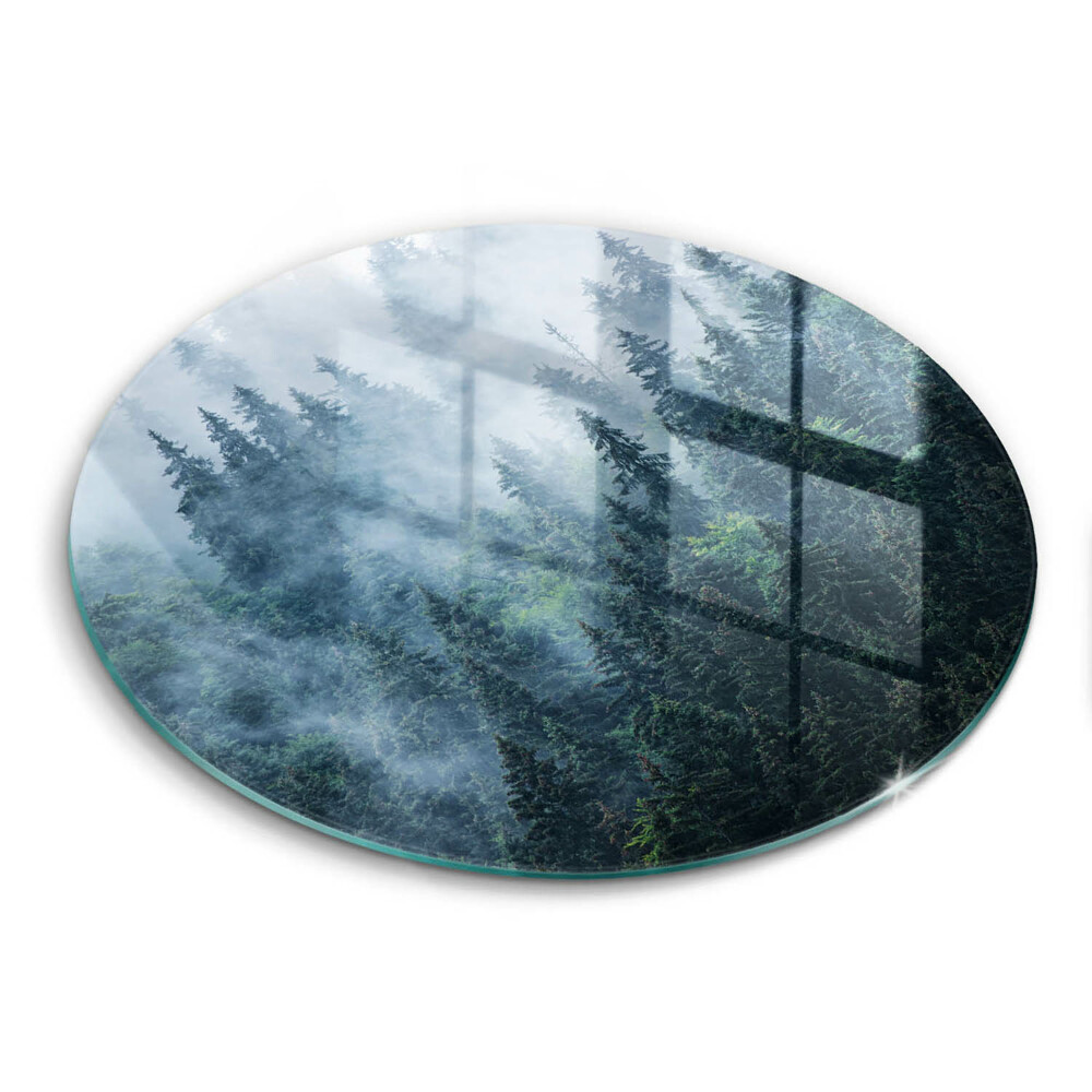 Skleněná deska do kuchyně Lesní stromy a mlha