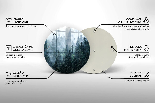 Skleněná deska do kuchyně Lesní stromy a mlha