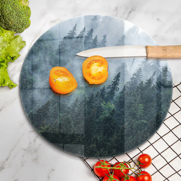 Skleněná deska do kuchyně Lesní stromy a mlha