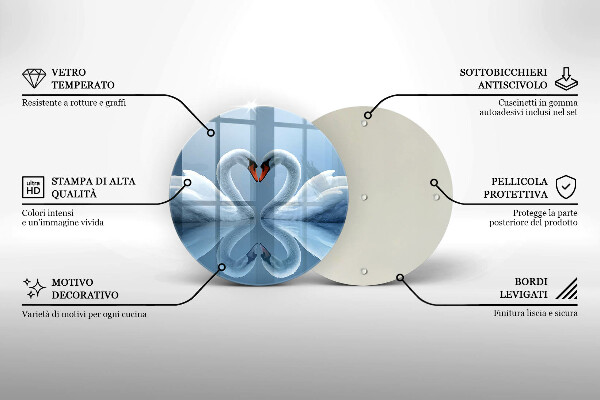 Skleněná deska do kuchyně Dvě labutí srdce
