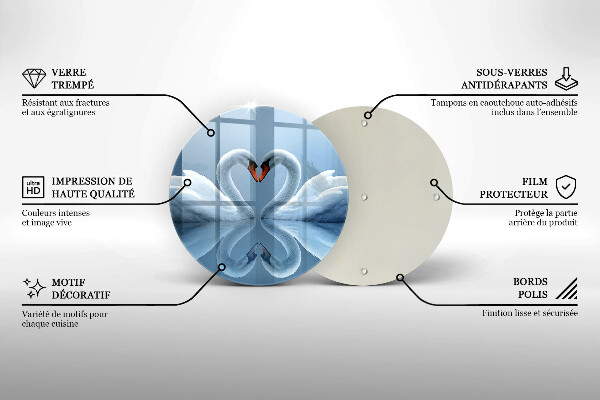 Skleněná deska do kuchyně Dvě labutí srdce