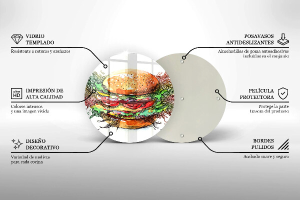 Skleněná deska do kuchyně Kresba hamburgeru