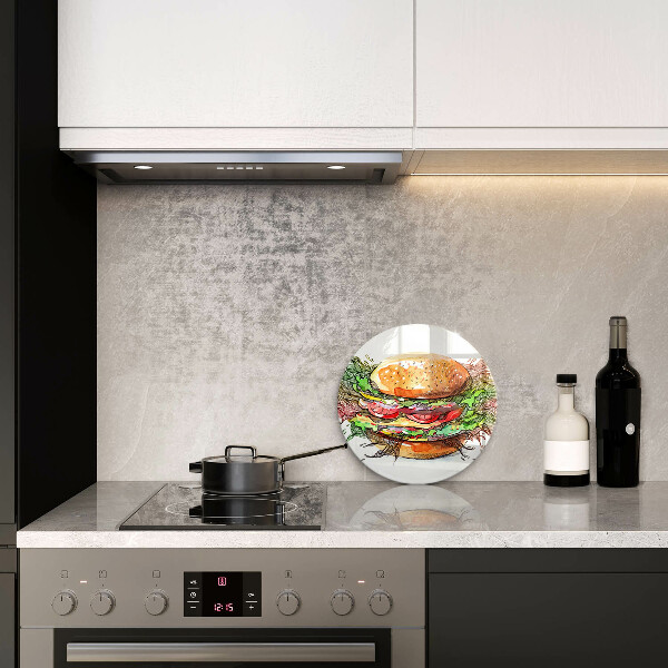 Skleněná deska do kuchyně Kresba hamburgeru