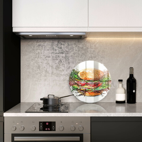 Skleněná deska do kuchyně Kresba hamburgeru