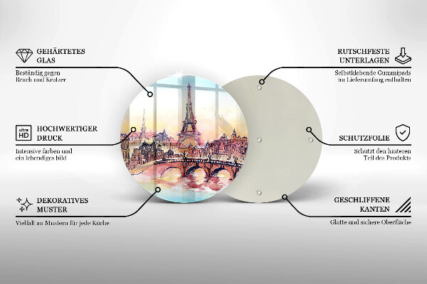 Skleněná deska do kuchyně Krajina paříže eiffelova věž