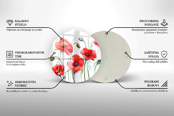 Skleněná deska do kuchyně Květy červeného máku