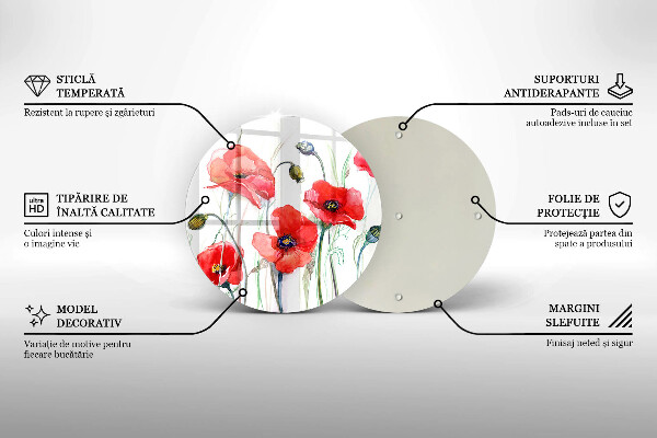 Skleněná deska do kuchyně Květy červeného máku