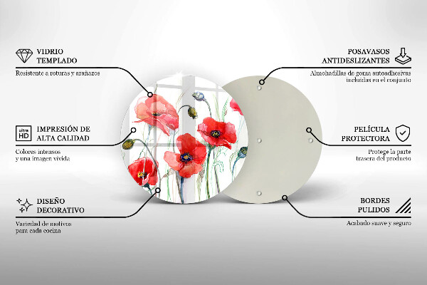 Skleněná deska do kuchyně Květy červeného máku