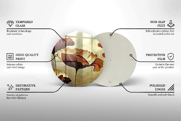 Skleněná deska do kuchyně Malované boho květiny