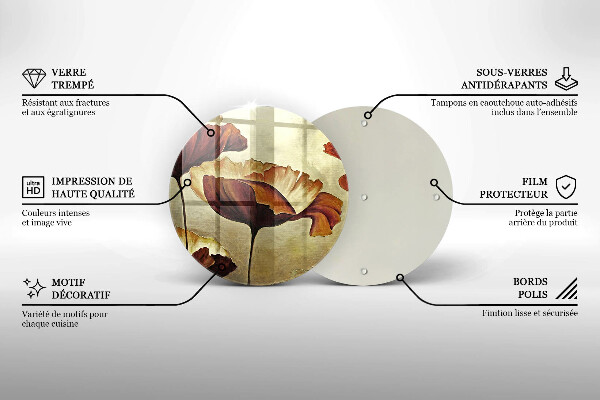 Skleněná deska do kuchyně Malované boho květiny