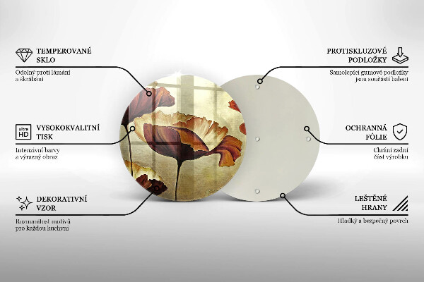 Skleněná deska do kuchyně Malované boho květiny