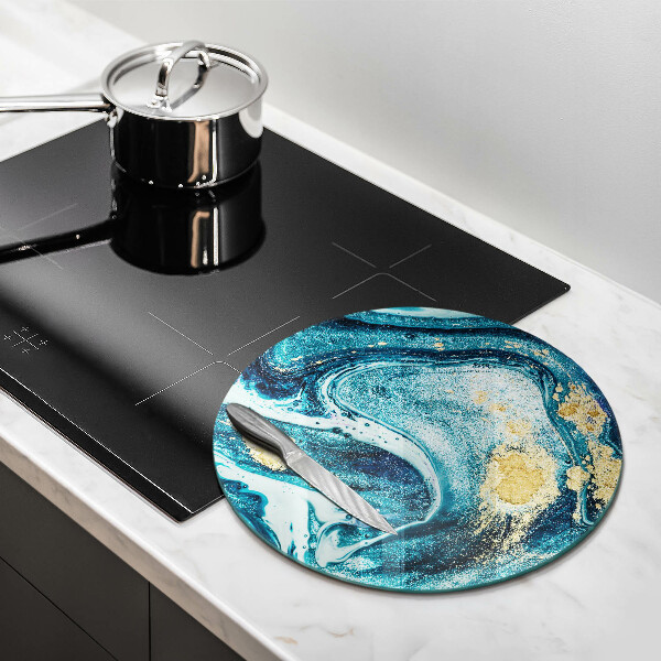 Skleněné krájecí prkénko Modré zlato abstrakce