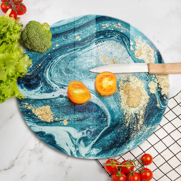 Skleněné krájecí prkénko Modré zlato abstrakce