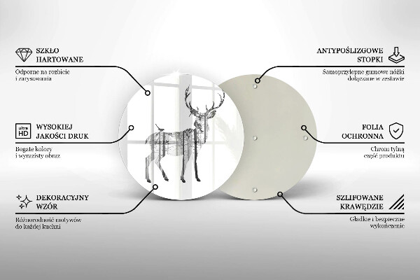 Skleněná deska do kuchyně Ilustrace jelenů a lesů