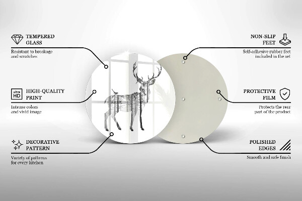 Skleněná deska do kuchyně Ilustrace jelenů a lesů