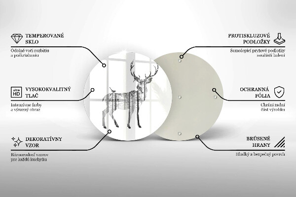 Skleněná deska do kuchyně Ilustrace jelenů a lesů