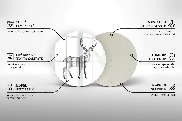 Skleněná deska do kuchyně Ilustrace jelenů a lesů