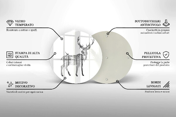 Skleněná deska do kuchyně Ilustrace jelenů a lesů