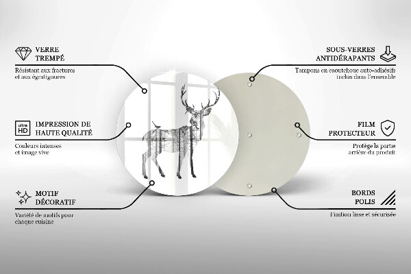 Skleněná deska do kuchyně Ilustrace jelenů a lesů