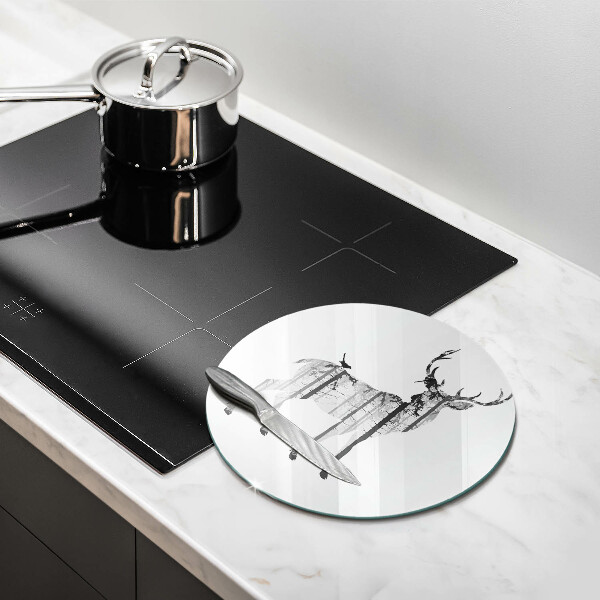 Skleněná deska do kuchyně Ilustrace jelenů a lesů