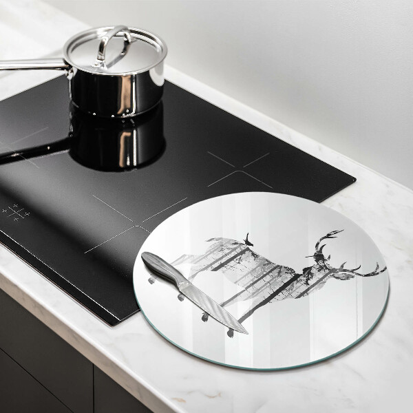 Skleněná deska do kuchyně Ilustrace jelenů a lesů