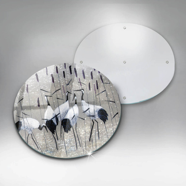 Skleněná deska do kuchyně Japonské jeřáby