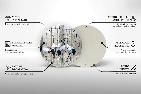 Skleněná deska do kuchyně Japonské jeřáby