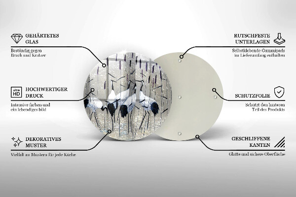 Skleněná deska do kuchyně Japonské jeřáby